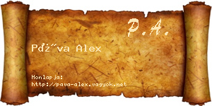 Páva Alex névjegykártya
